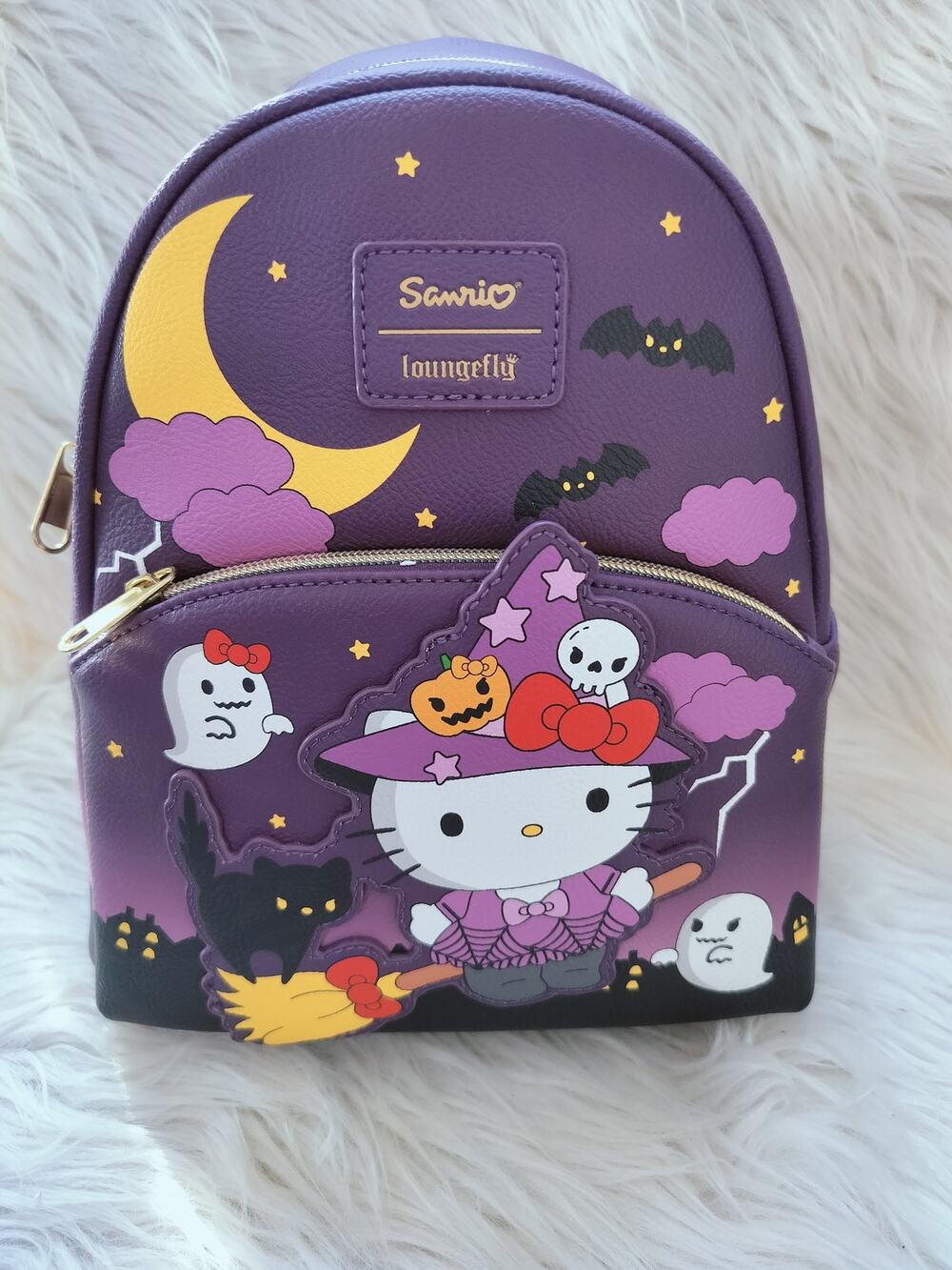 5908) Loungefly Sanrio Hello Kitty With Halloween Purple Mini Backpack